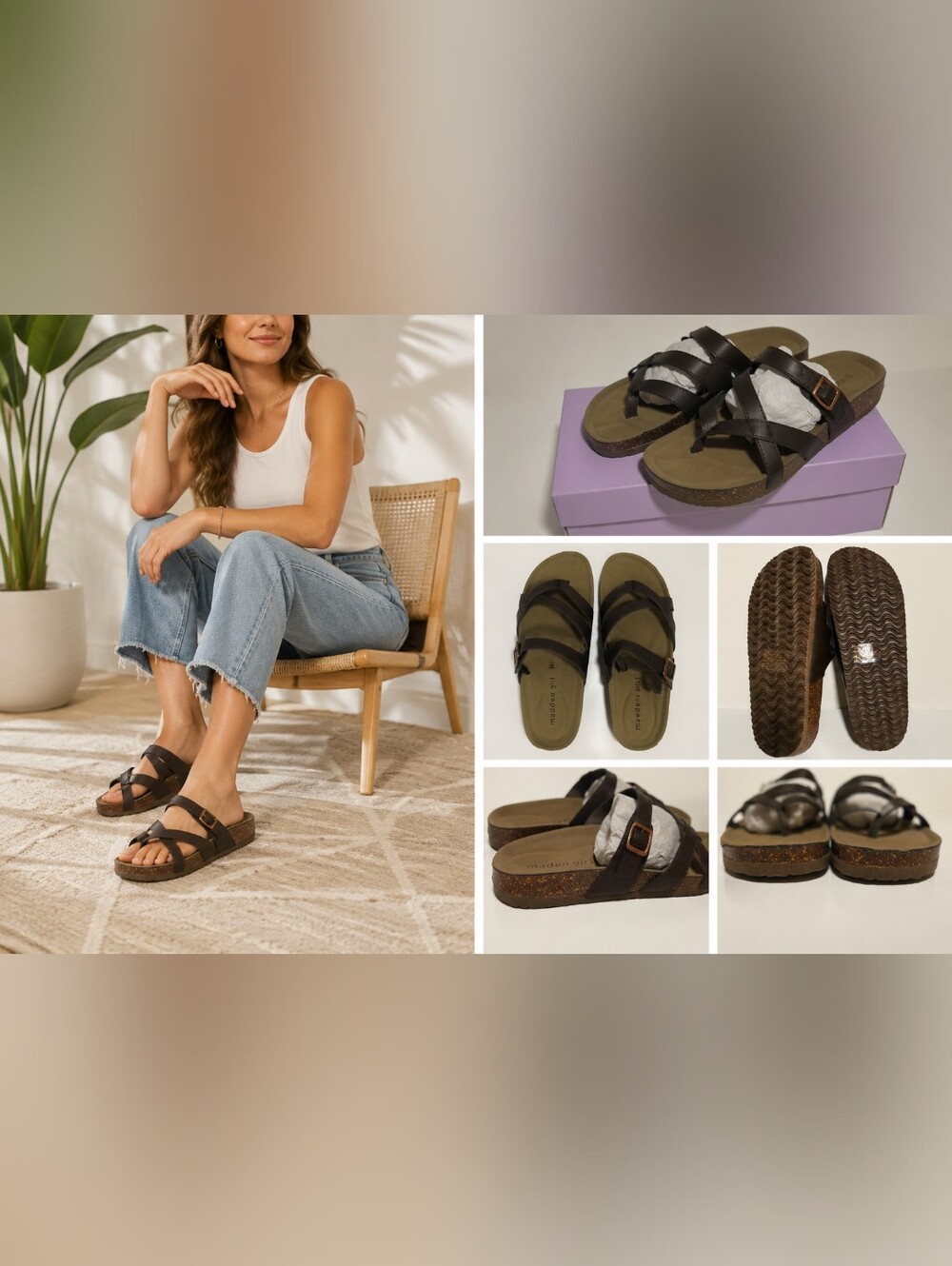 NWT Madden Girl Bartlet Brown Strappy Comfort Sandals Size 8